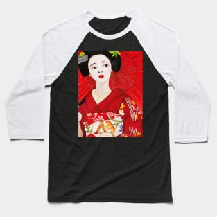 Watercolor - Japanese lady Baseball T-Shirt